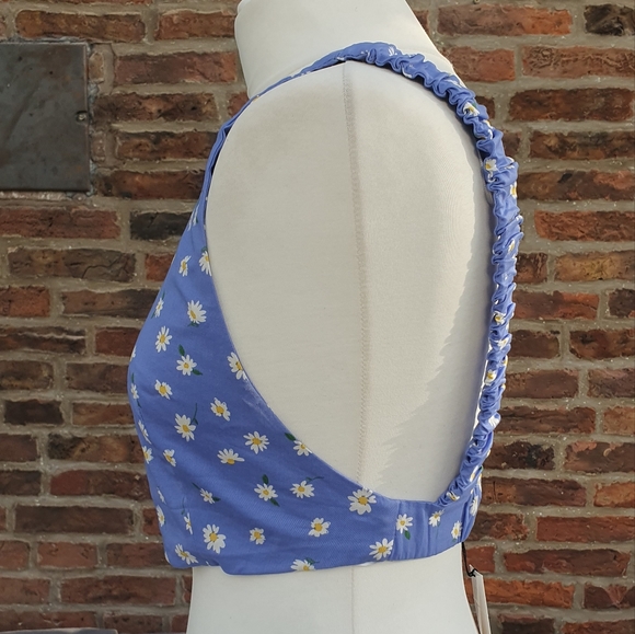 ZARA Blue Crop Top Daisy Print Size M BNWT - Picture 7 of 10